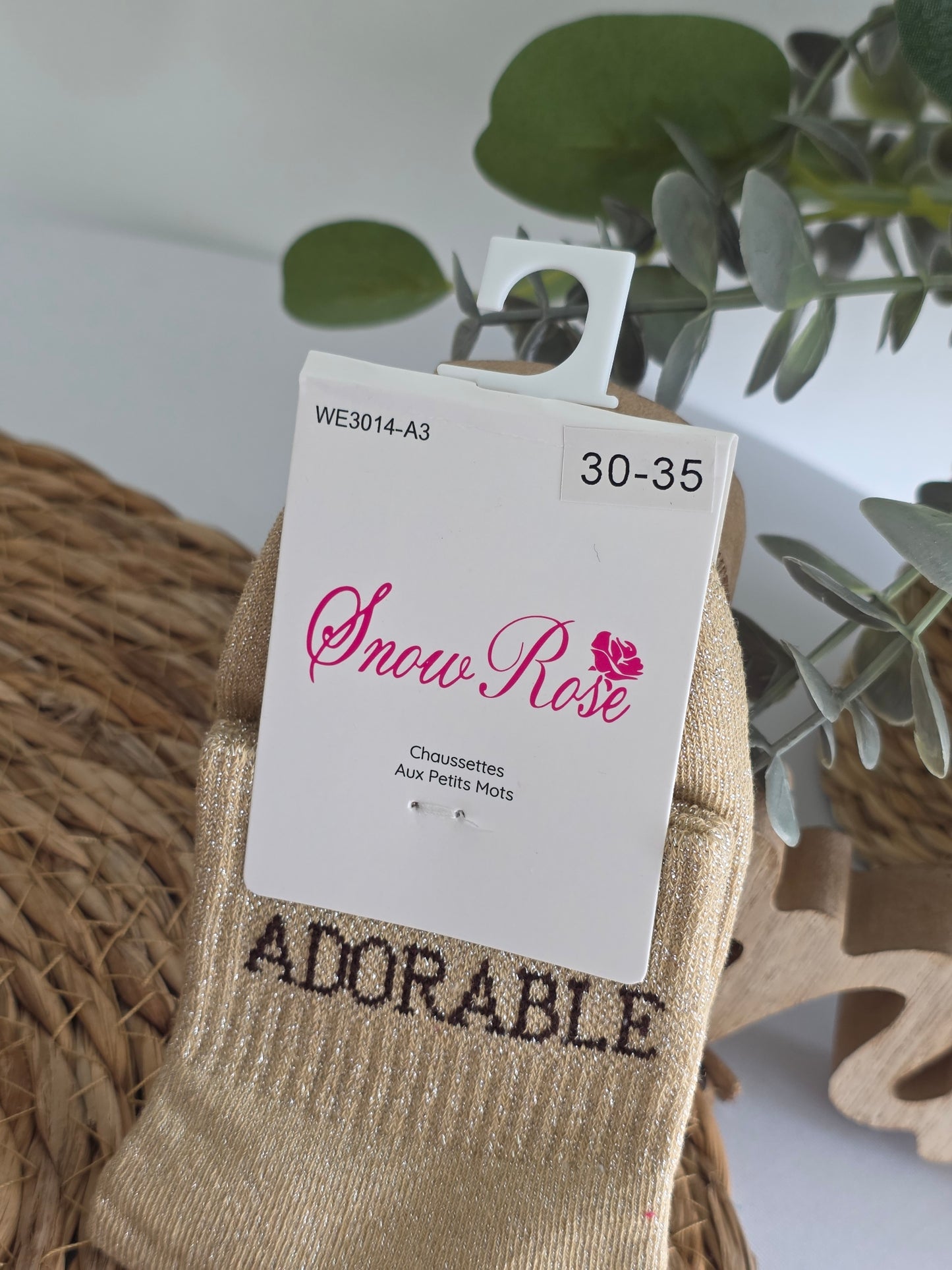 ADORABLE - Chaussette à Paillette Enfant  Beige