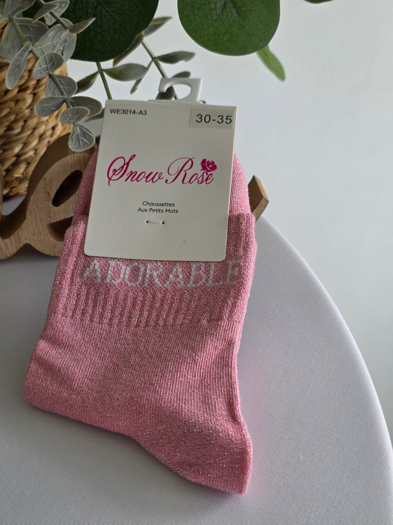 ADORABLE - Chaussette à Paillette Enfant  Rose