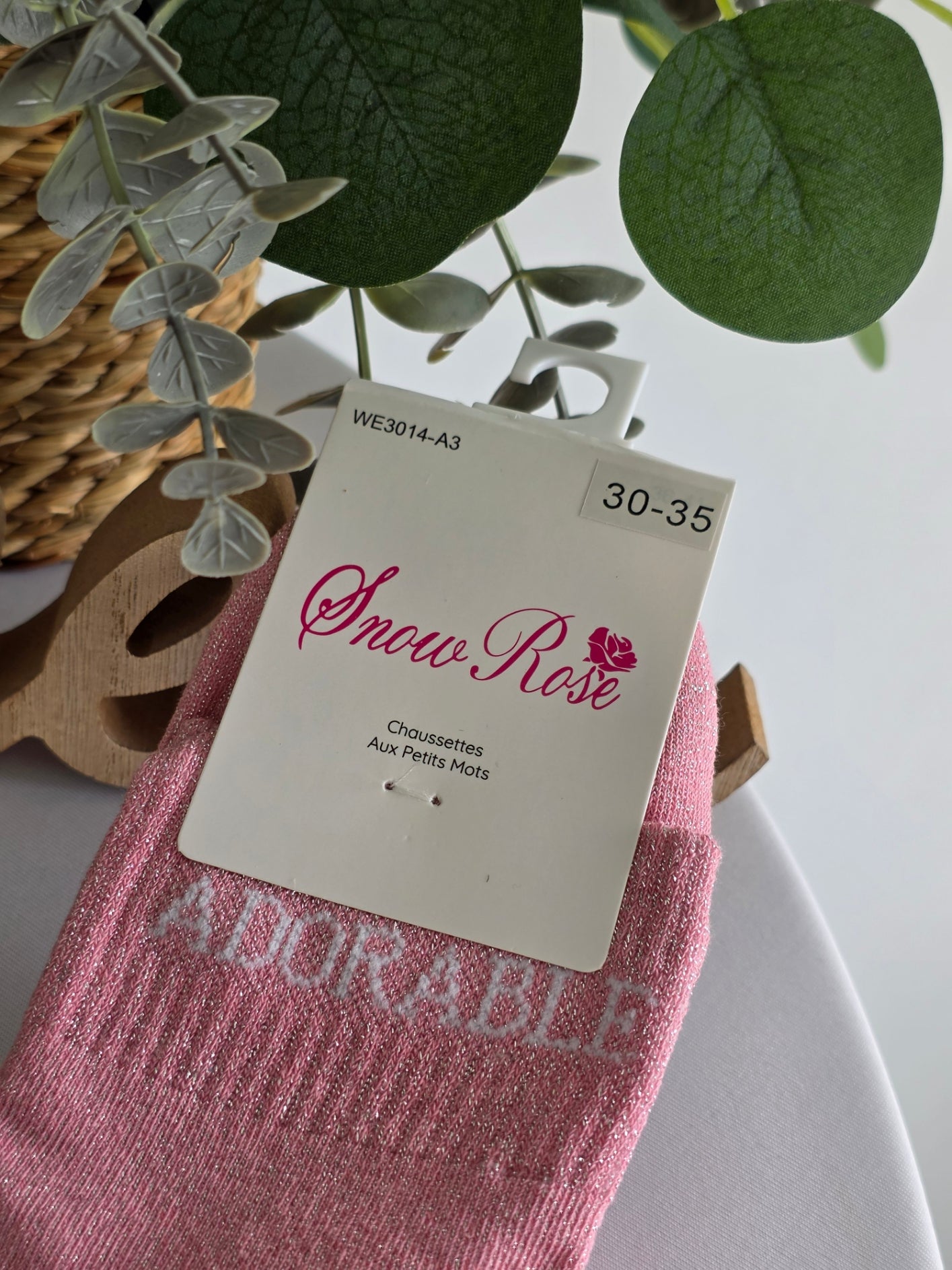ADORABLE - Chaussette à Paillette Enfant  Rose