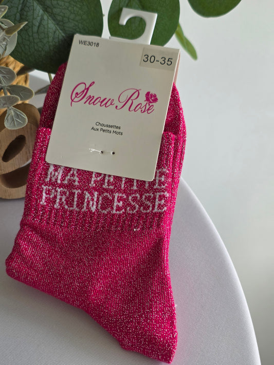 MA PETITE PRINCESSE - Chaussette à Paillette Enfant  Fuchsia