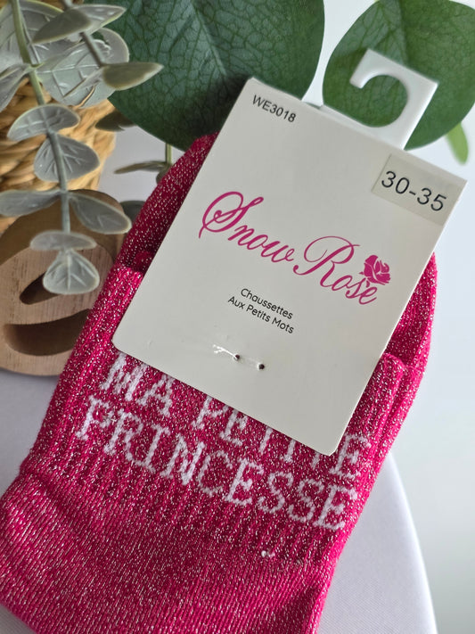 MA PETITE PRINCESSE - Chaussette à Paillette Enfant  Fuchsia