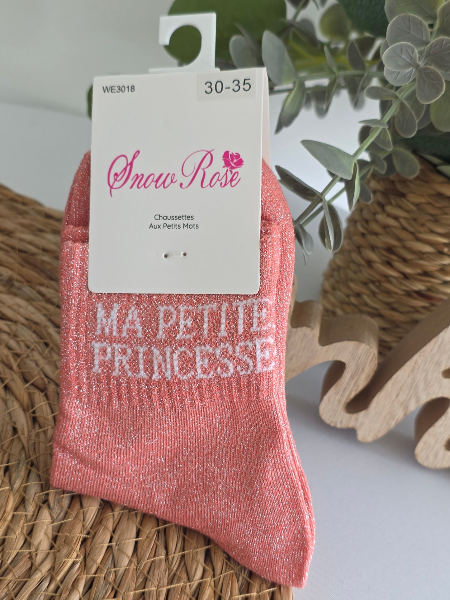 MA PETITE PRINCESSE - Chaussette à Paillette Enfant  Corail
