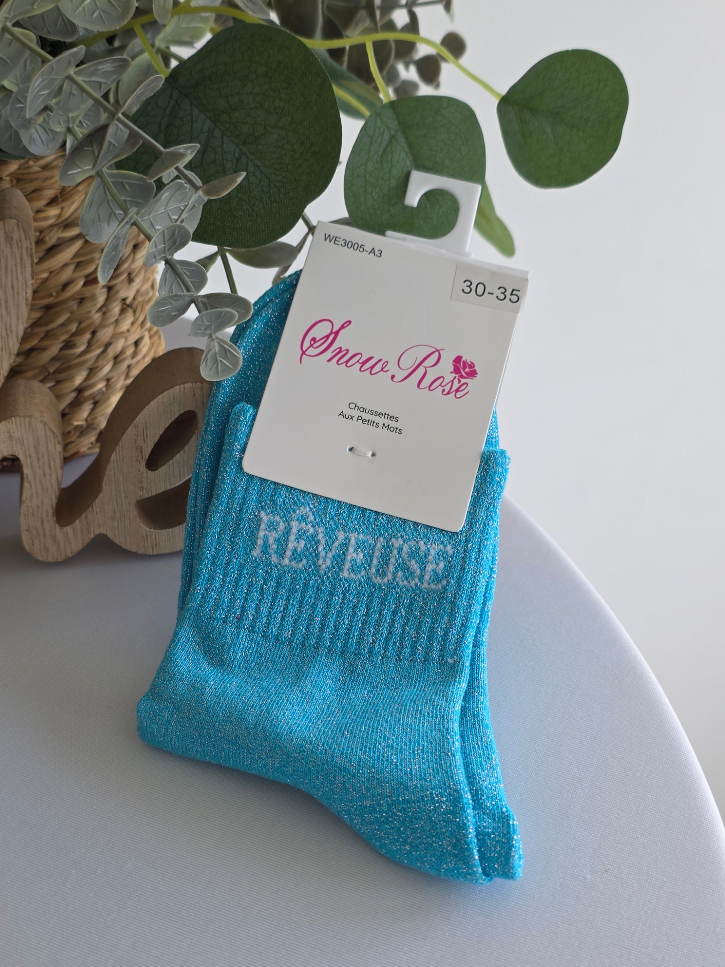 REVEUSE - Chaussette à Paillette Enfant  Bleu