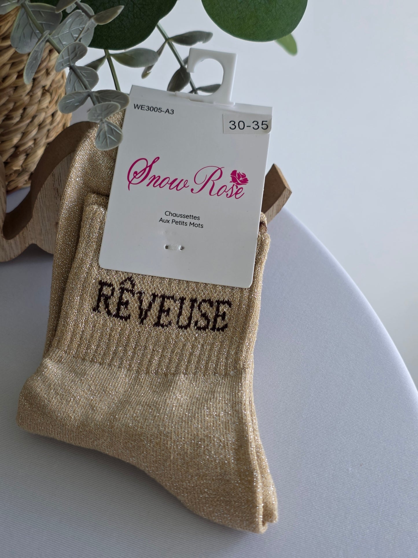 REVEUSE - Chaussette à Paillette Enfant  Beige