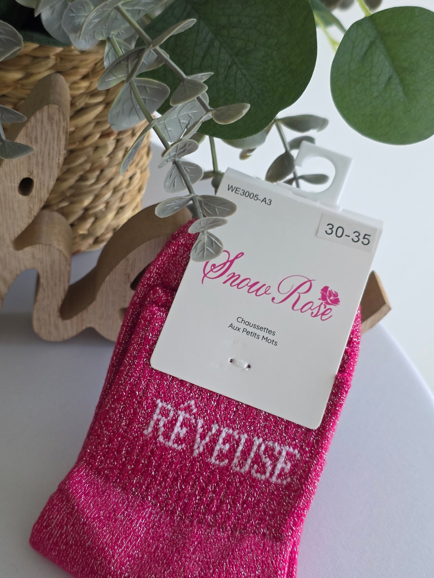 REVEUSE - Chaussette à Paillette Enfant  Fuchsia
