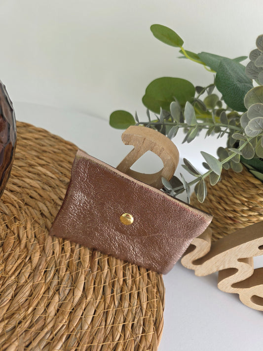 Petit Porte Carte Métallisé Bronze