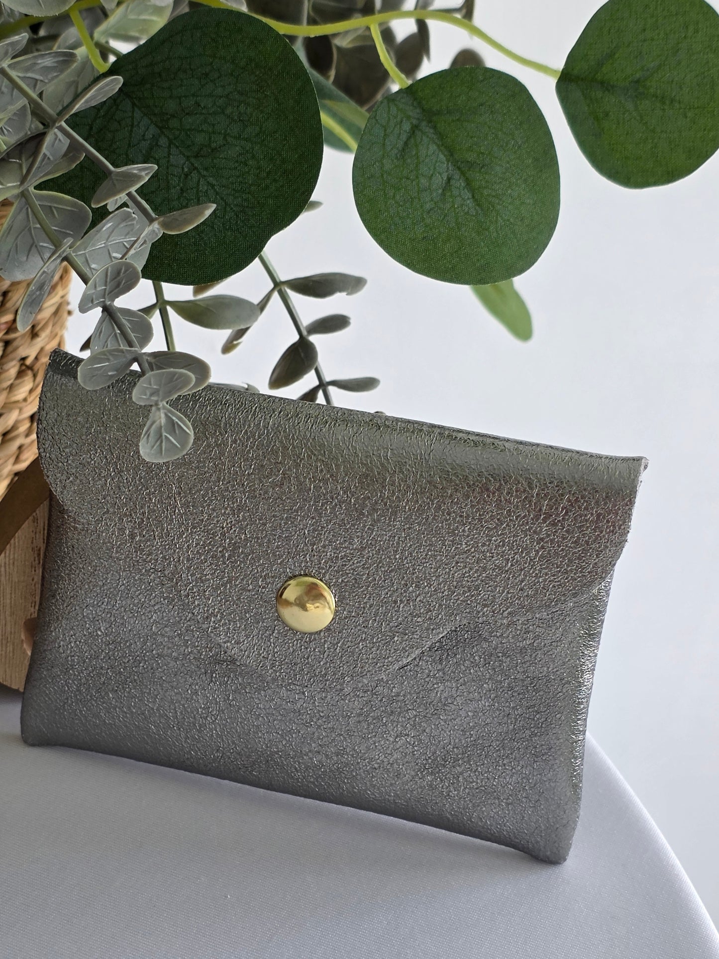 Petit Porte Carte Métallisé Gris