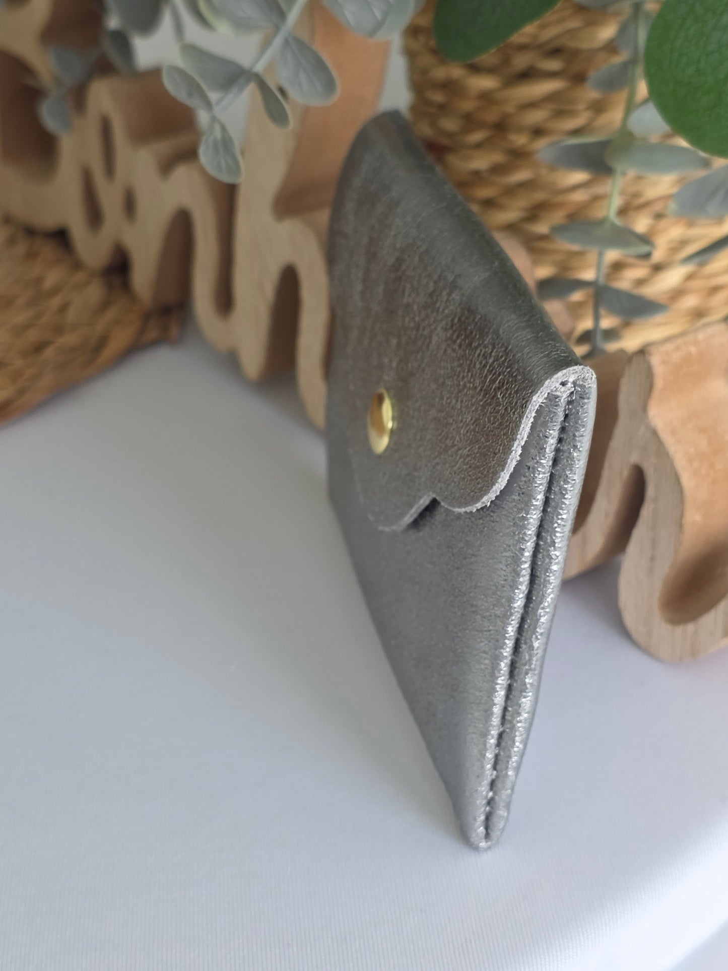 Petit Porte Carte Métallisé Gris