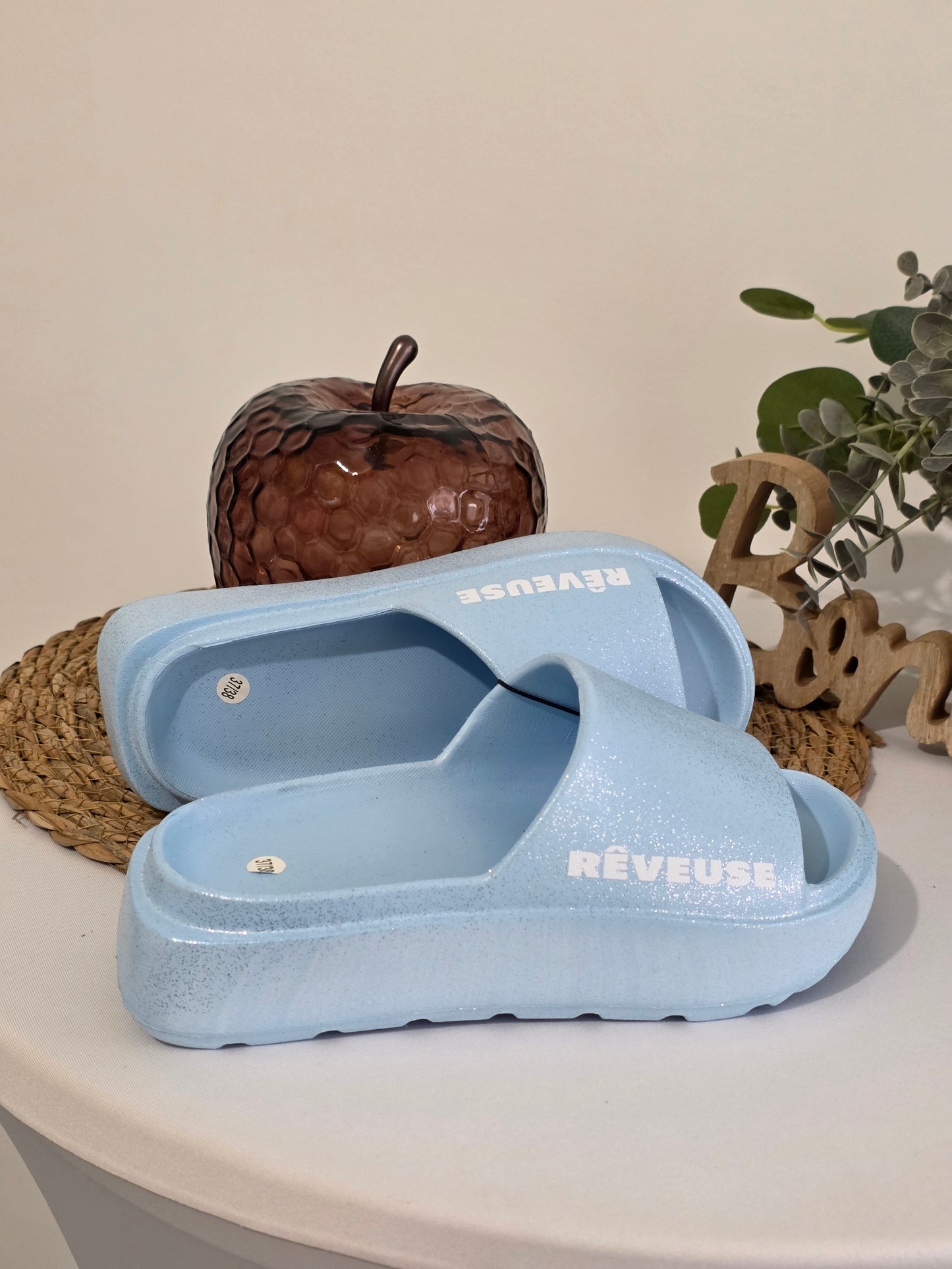 REVEUSE - Claquette à Paillette Bleu