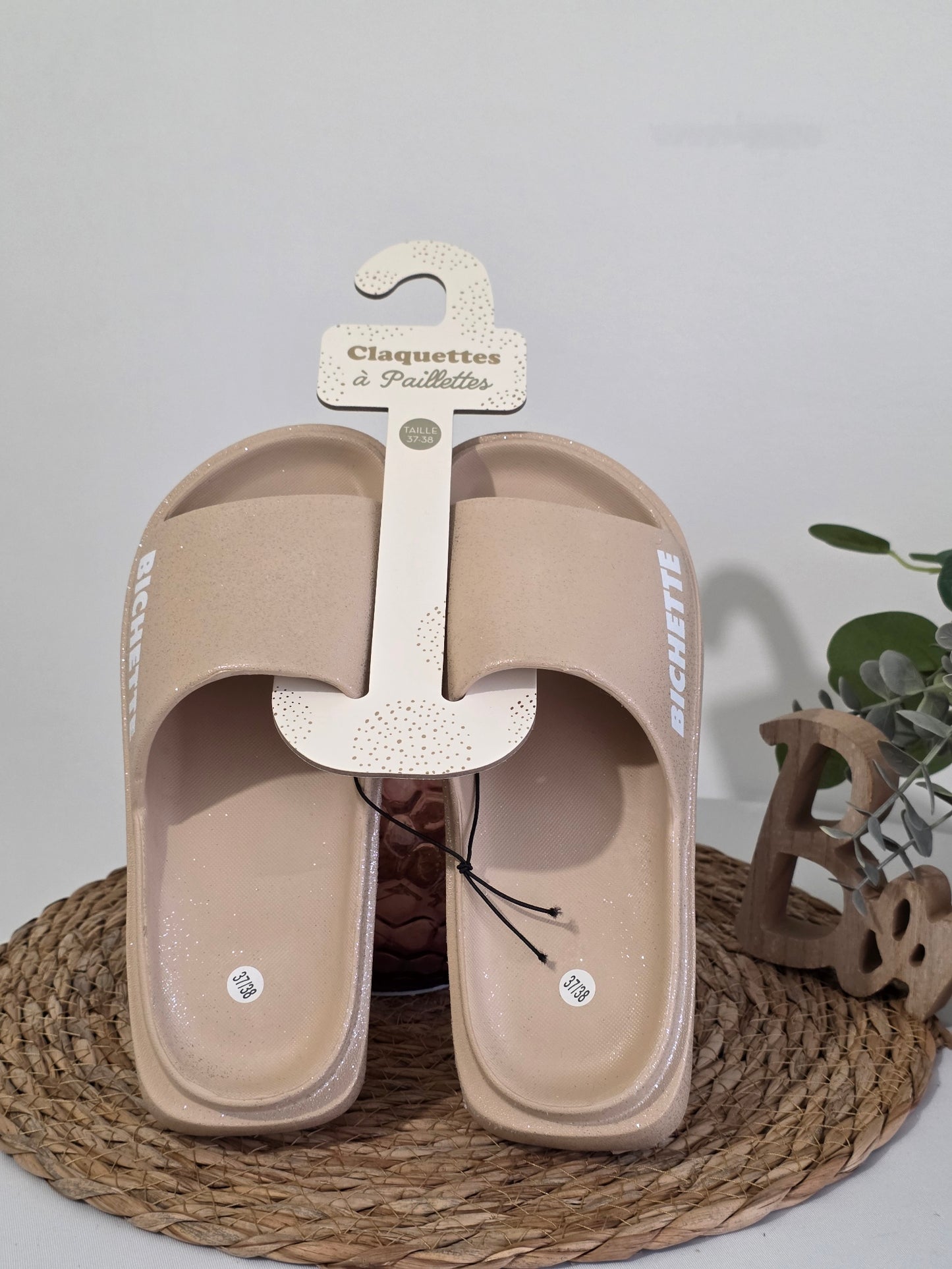 BICHETTE - Claquette à Paillette Beige