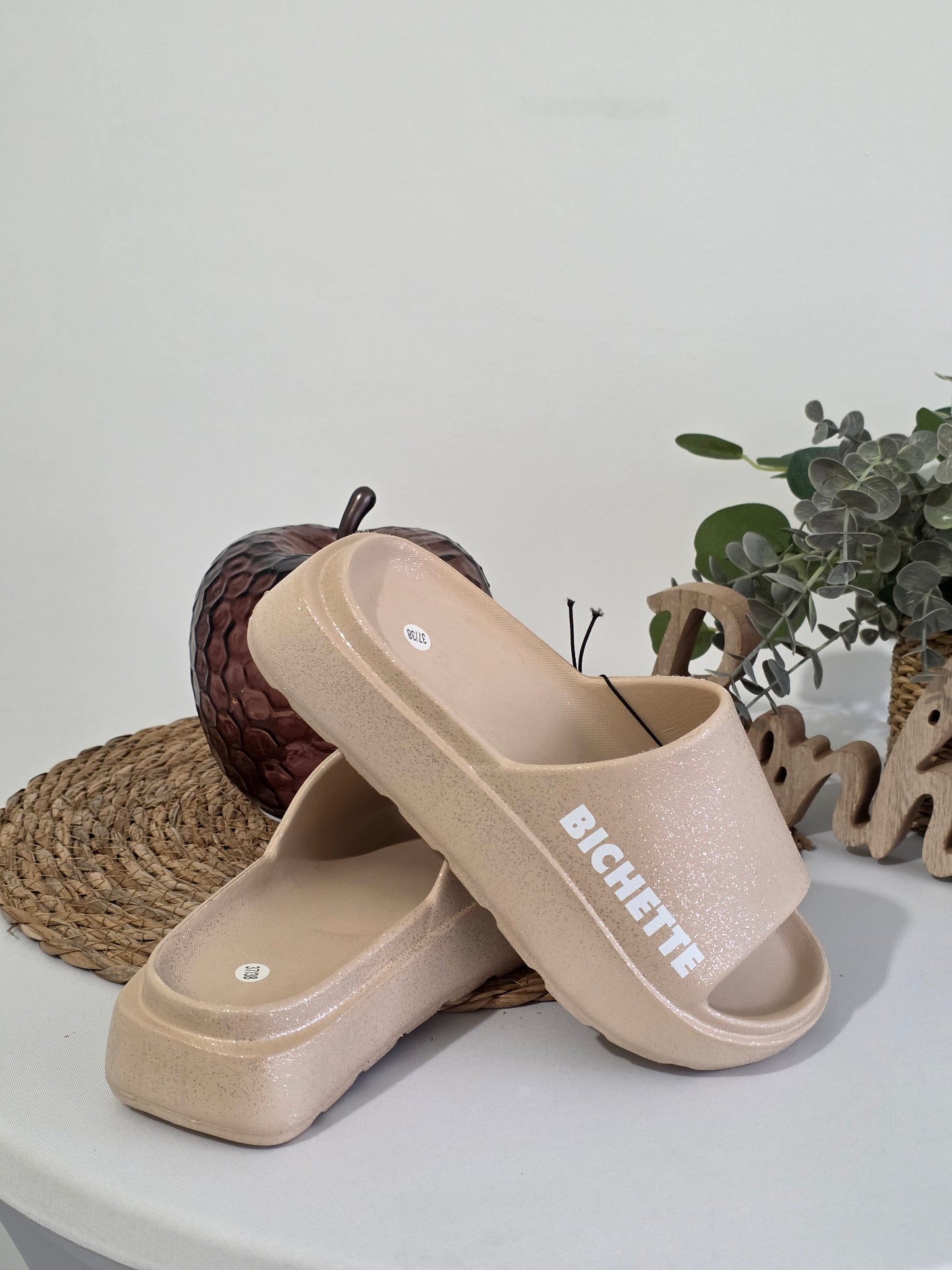 BICHETTE - Claquette à Paillette Beige