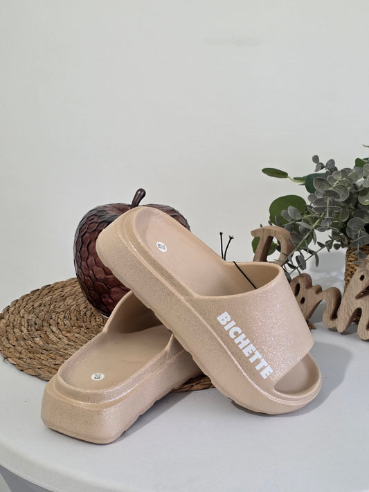 BICHETTE - Claquette à Paillette Beige
