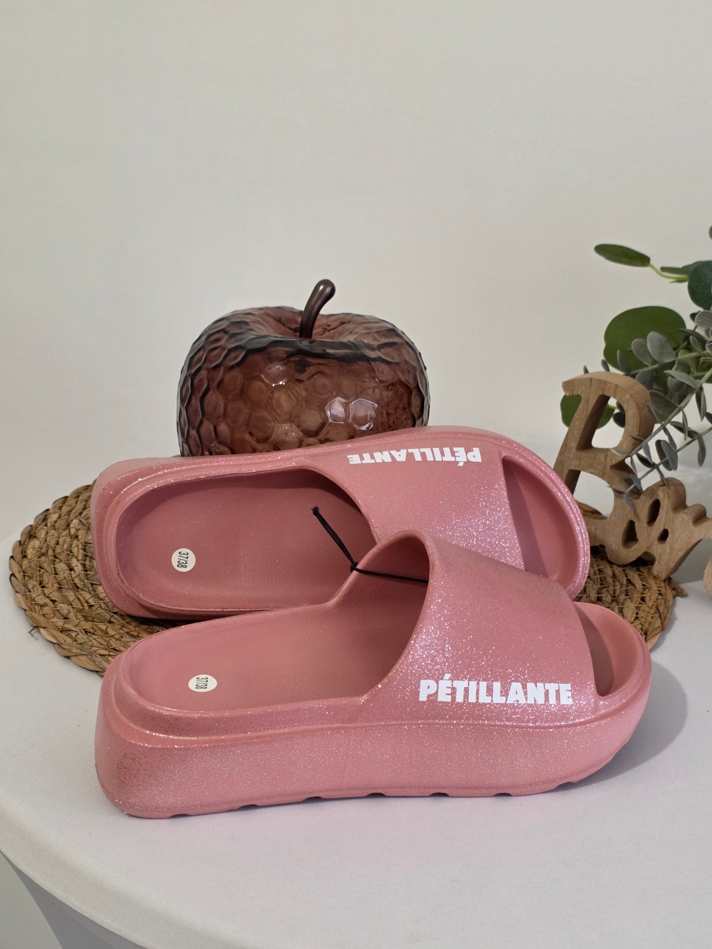 PETILLANTE - Claquette à Paillette Rose Gold