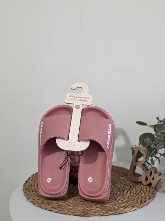 FETARDE 39/40 - Claquette à Paillette Rose Gold