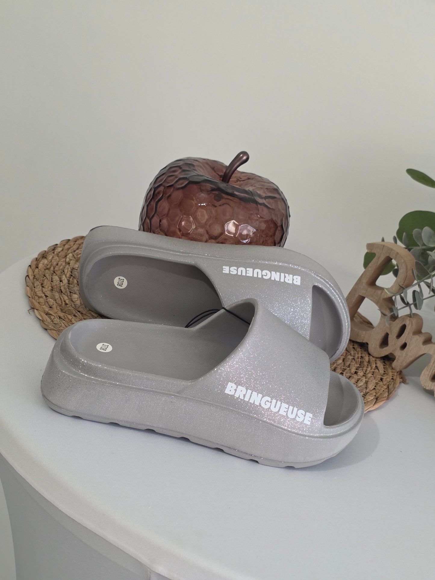 BRINGUEUSE - Claquette à Paillette Gris