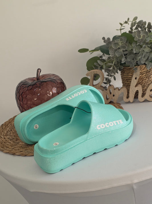 COCOTTE - Claquette à Paillette Menthe
