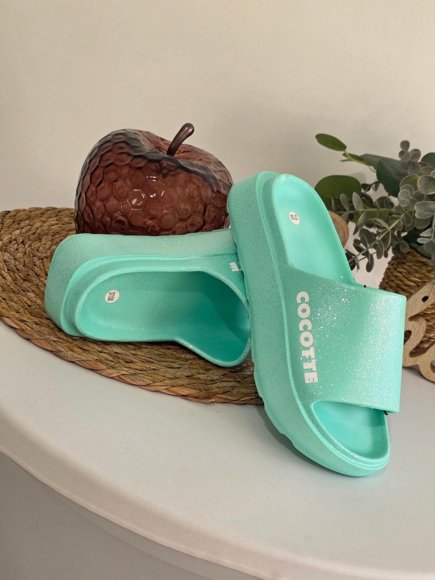 COCOTTE - Claquette à Paillette Menthe