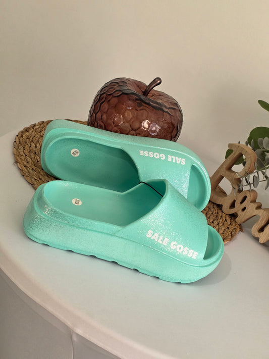 SALE GOSSE 39/40 - Claquette à Paillette Menthe