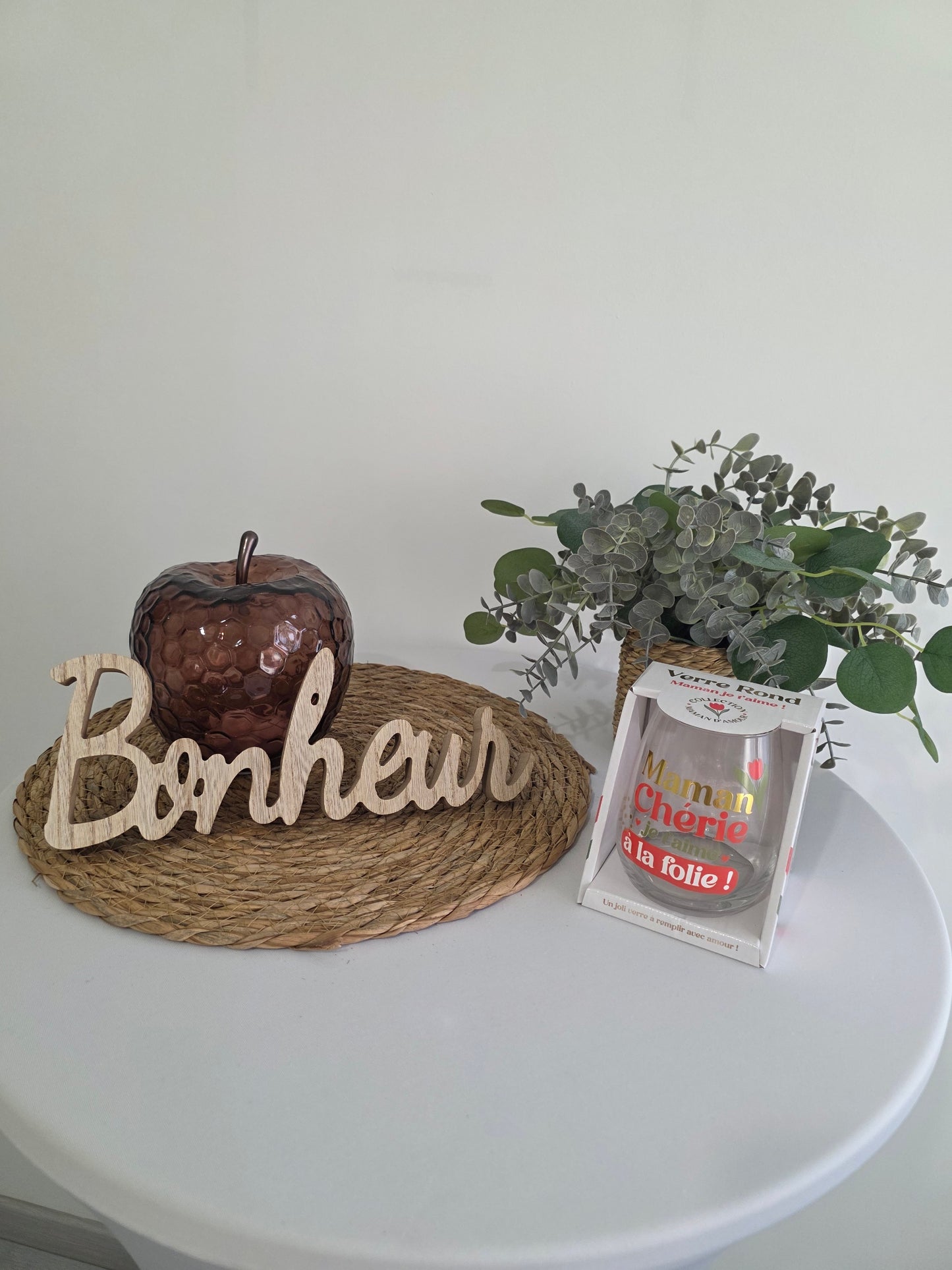 Verre Rond "Maman Chérie" Je T'aime à la Folie