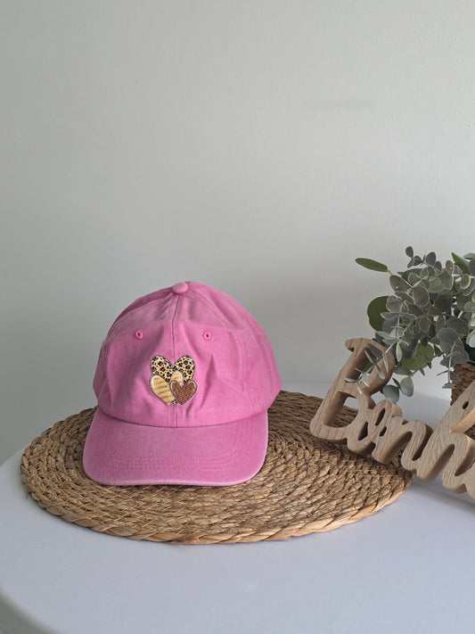 Casquette Féminine Rose Ecusson Léopard
