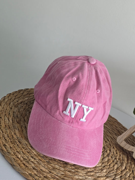 Casquette Féminine Rose Ecusson New York