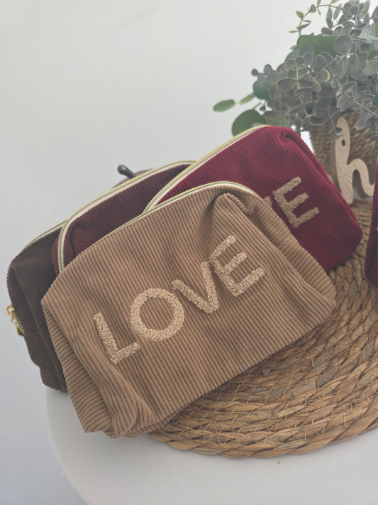 Trousse de Toilette Velours Love Brun