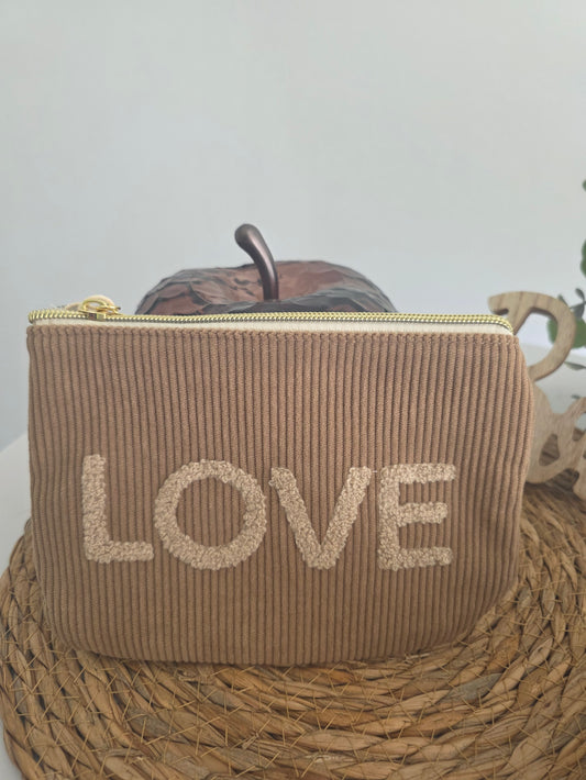 Pochette Velours Love Cappuccino