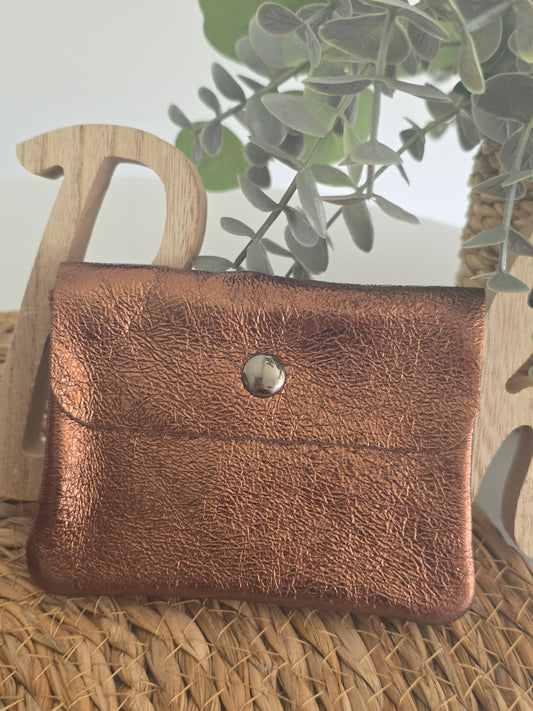 Petit Porte-Monnaie Cuir Irisé Cuivré