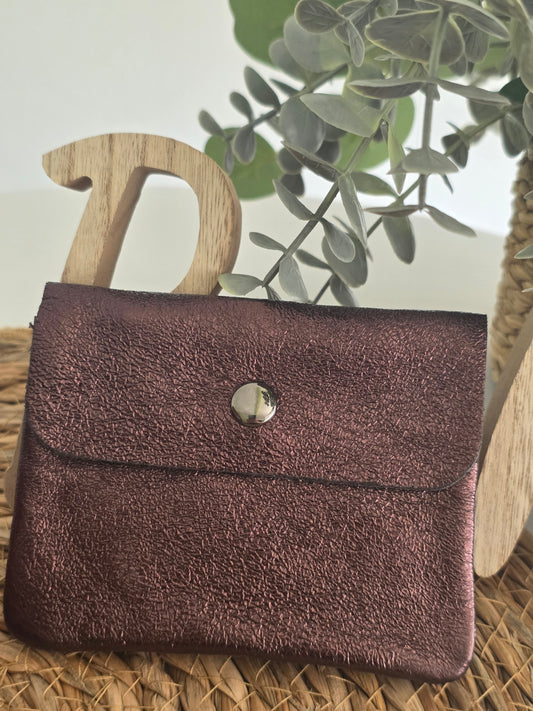Petit Porte-Monnaie Cuir Irisé Marron