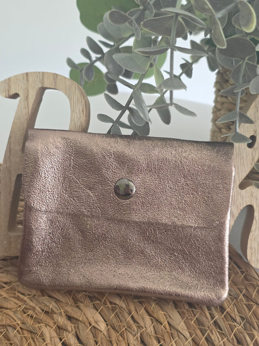 Petit Porte-Monnaie Cuir Irisé Bronze
