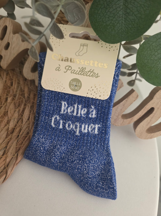 BELLE A CROQUER - Chaussette à Paillette Bleu