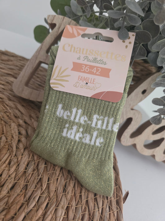 BELLE FILLE IDEALE - Chaussette à Paillette Vert