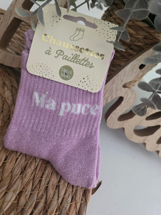 MA PUCE - Chaussette à Paillette Violet