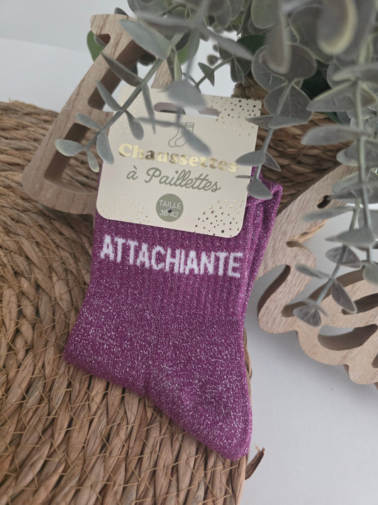 ATTACHIANTE - Chaussette à Paillette Violet