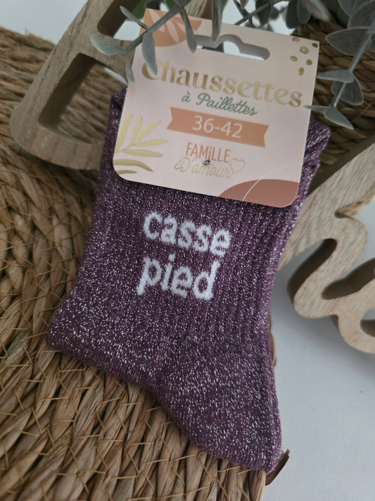 CASSE PIED - Chaussette à Paillette Violet