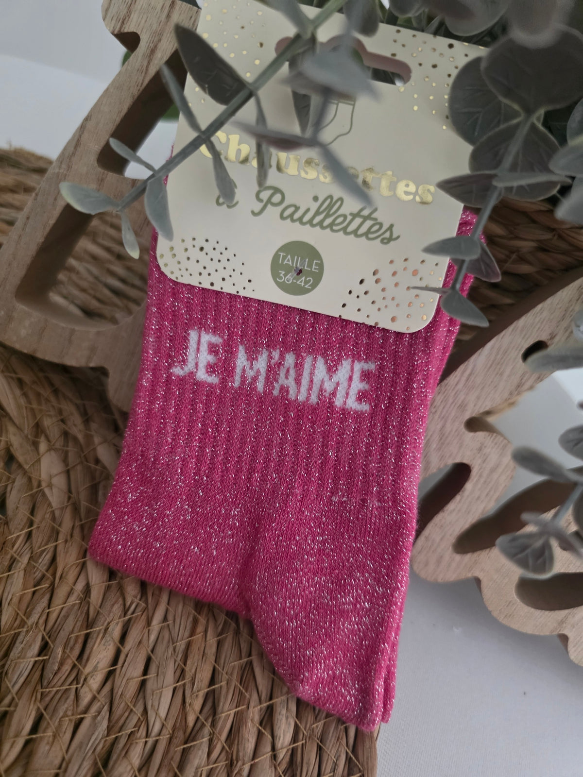 JE M'AIME - Chaussette à Paillette Fuchsia