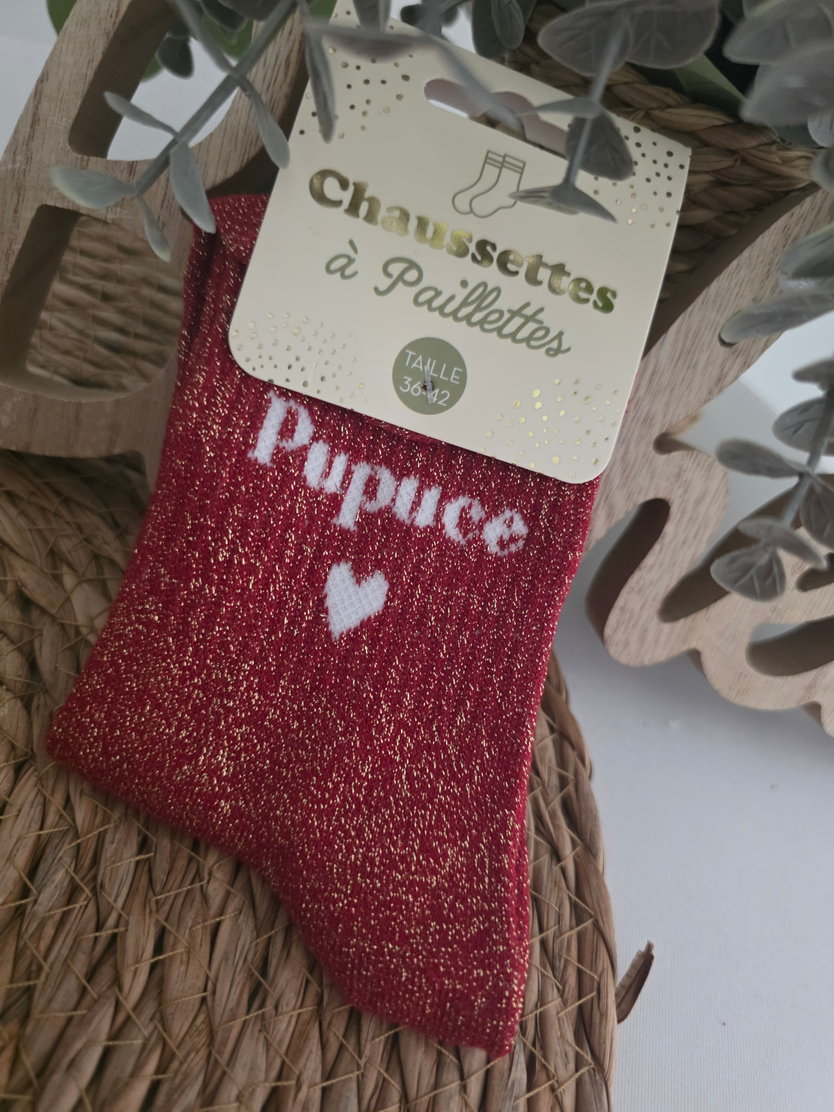 PUPUCE - Chaussette à Paillette Rouge