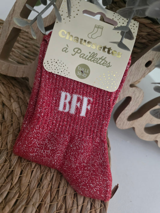 BFF - Chaussette à Paillette Rouge