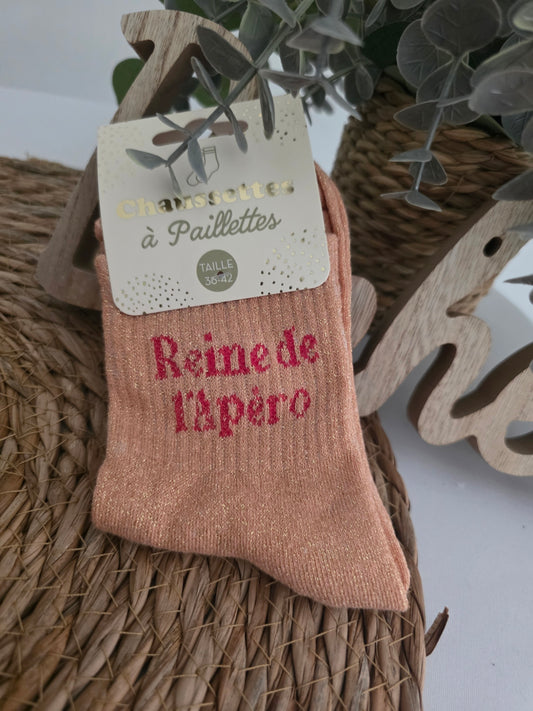 REINE DE L'APERO - Chaussette à Paillette ORANGE