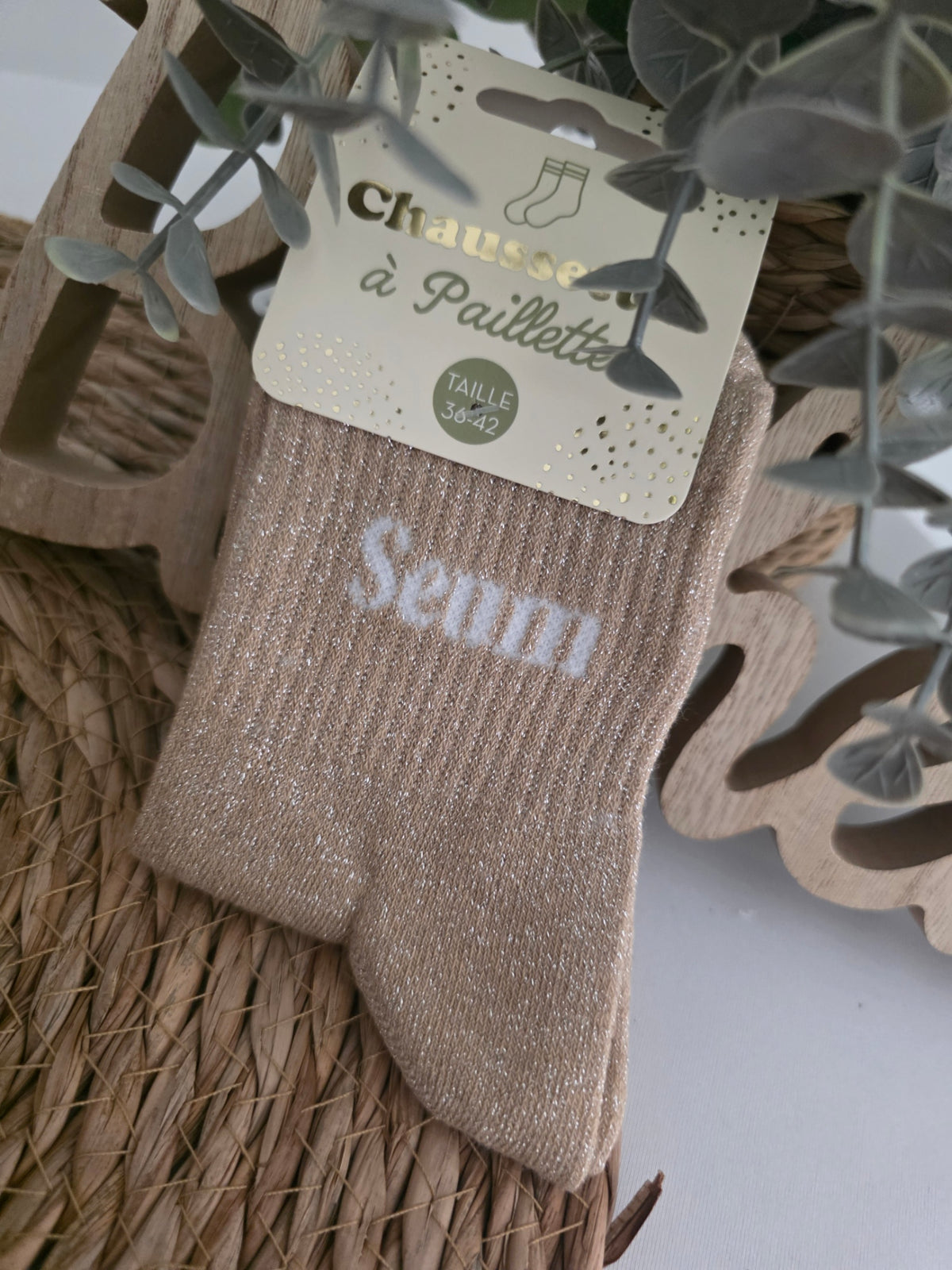 SEUM - Chaussette à Paillette Taupe