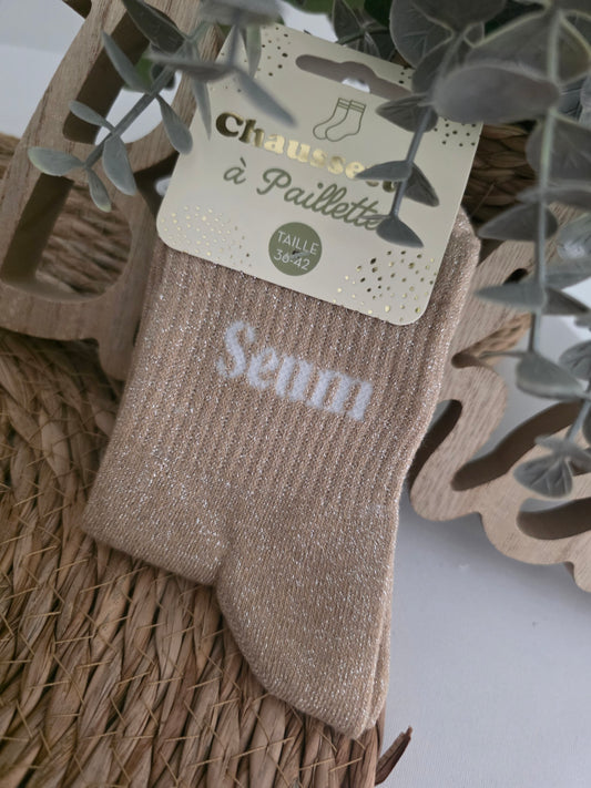 SEUM - Chaussette à Paillette Taupe