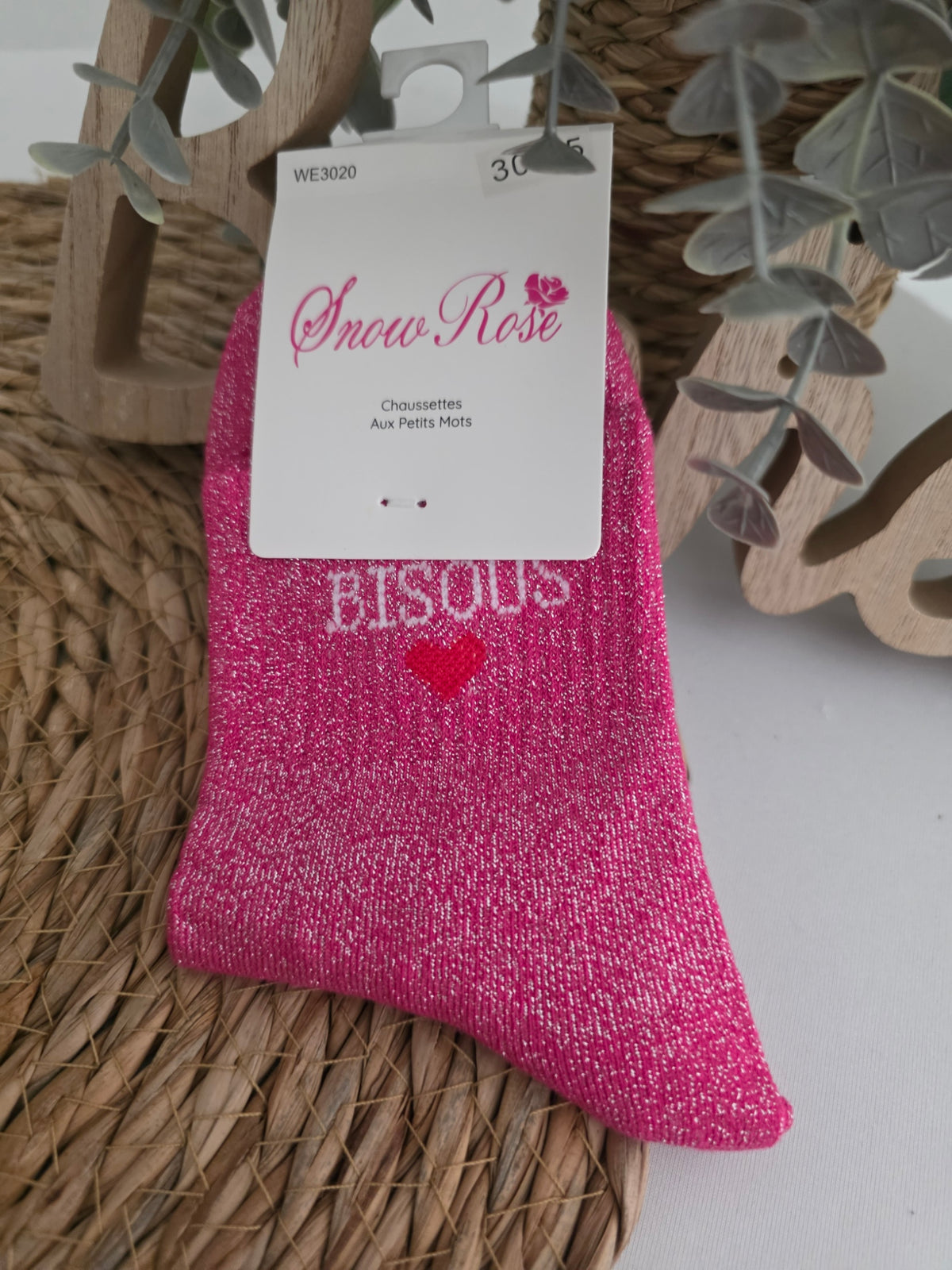 BISOUS - Chaussette à Paillette Enfant Fuchsia
