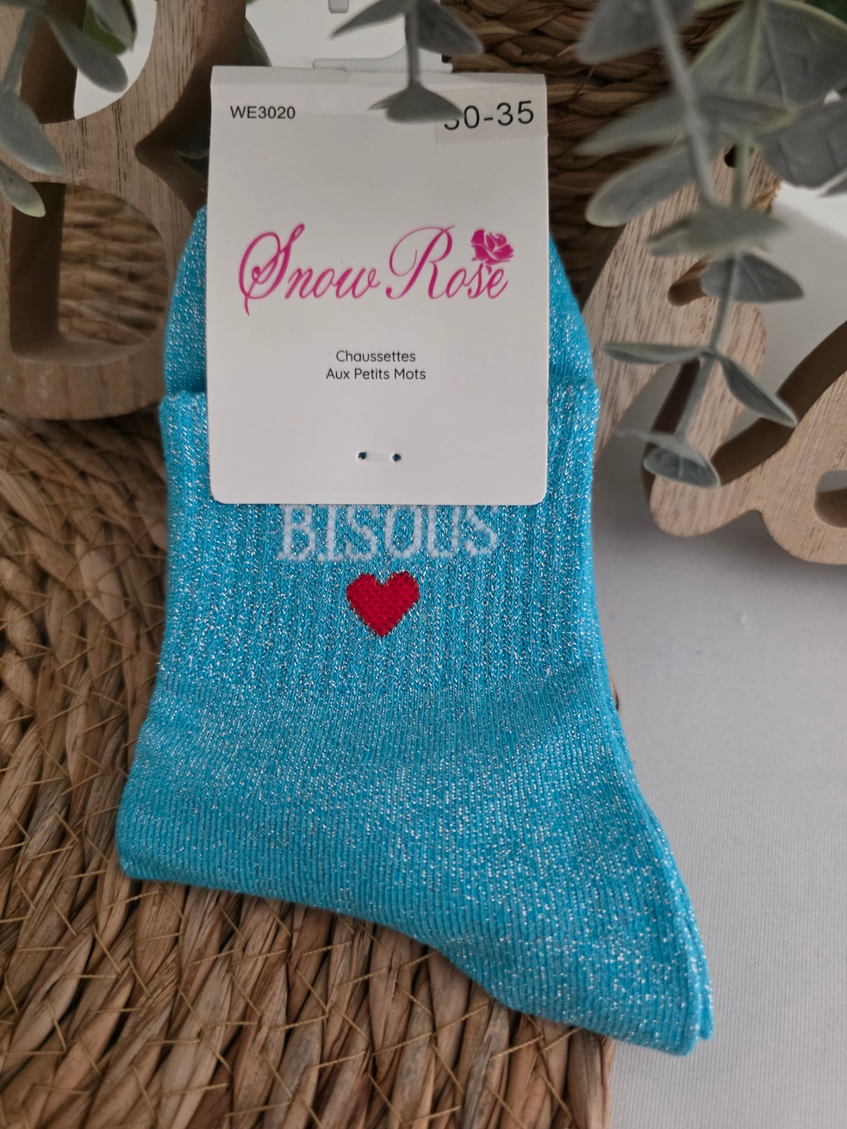 BISOUS - Chaussette à Paillette Enfant Turquoise