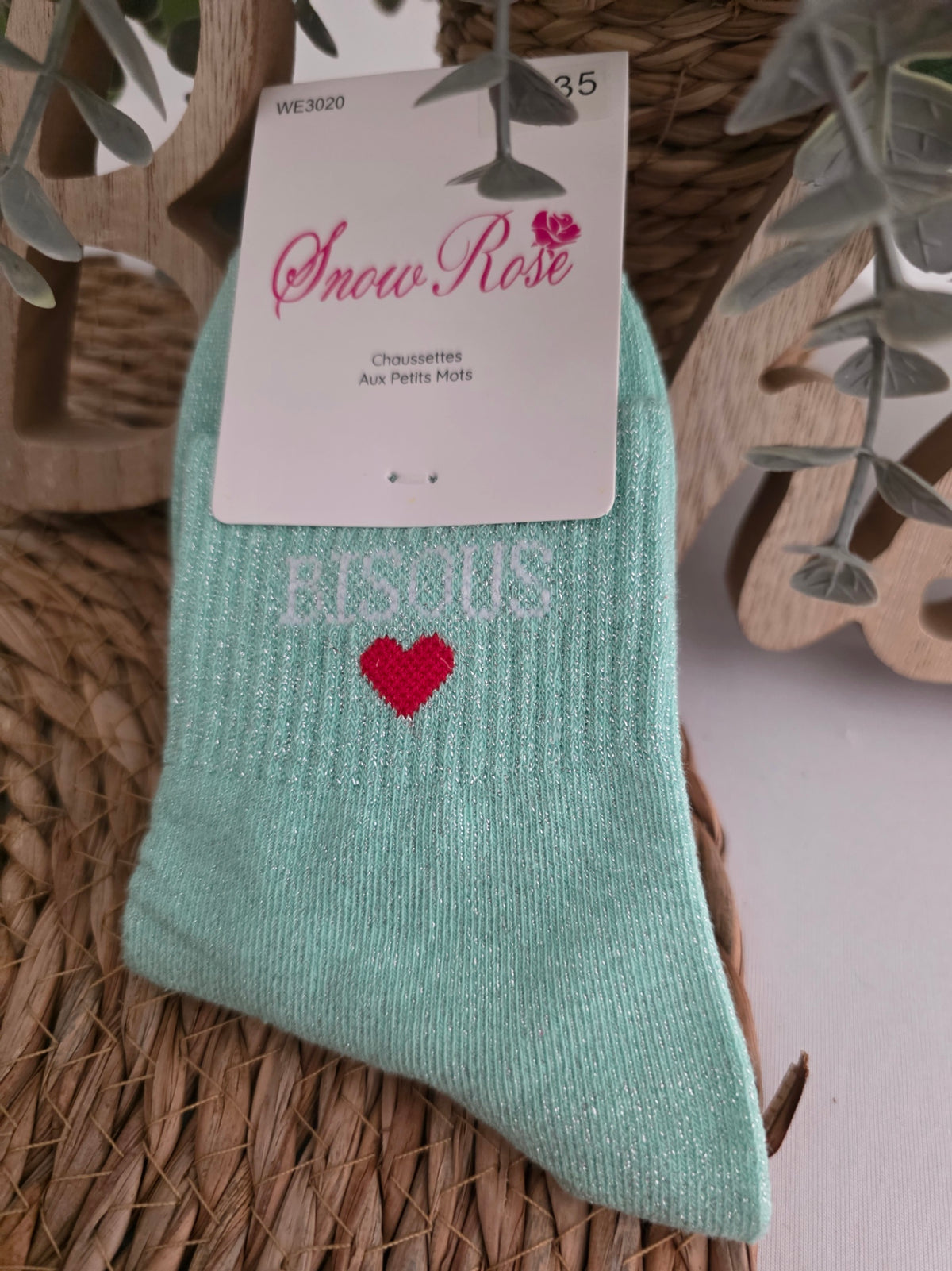 BISOUS - Chaussette à Paillette Enfant Menthe