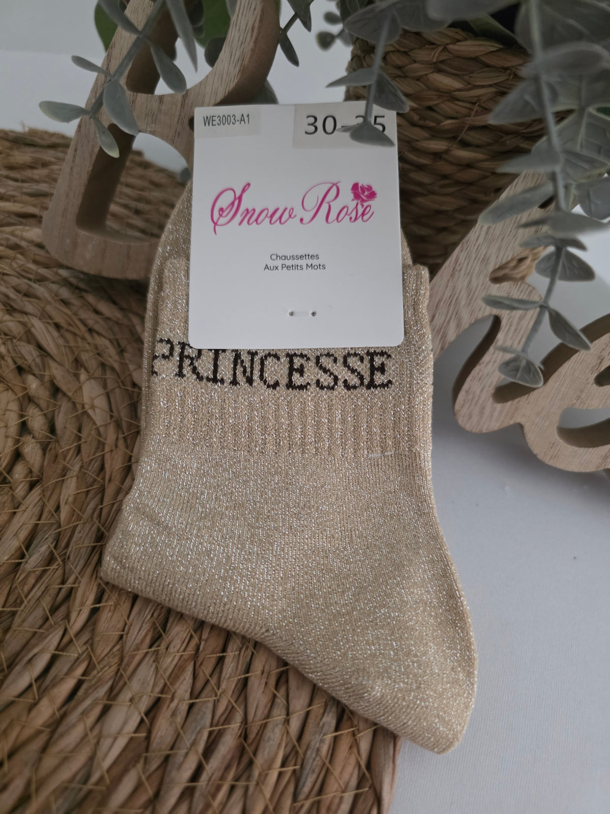 PRINCESSE - Chaussette à Paillette Enfant Beige