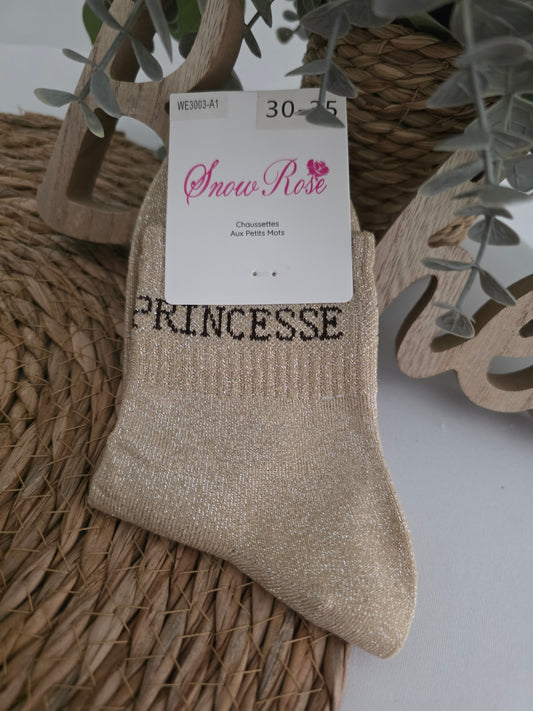 PRINCESSE - Chaussette à Paillette Enfant Beige