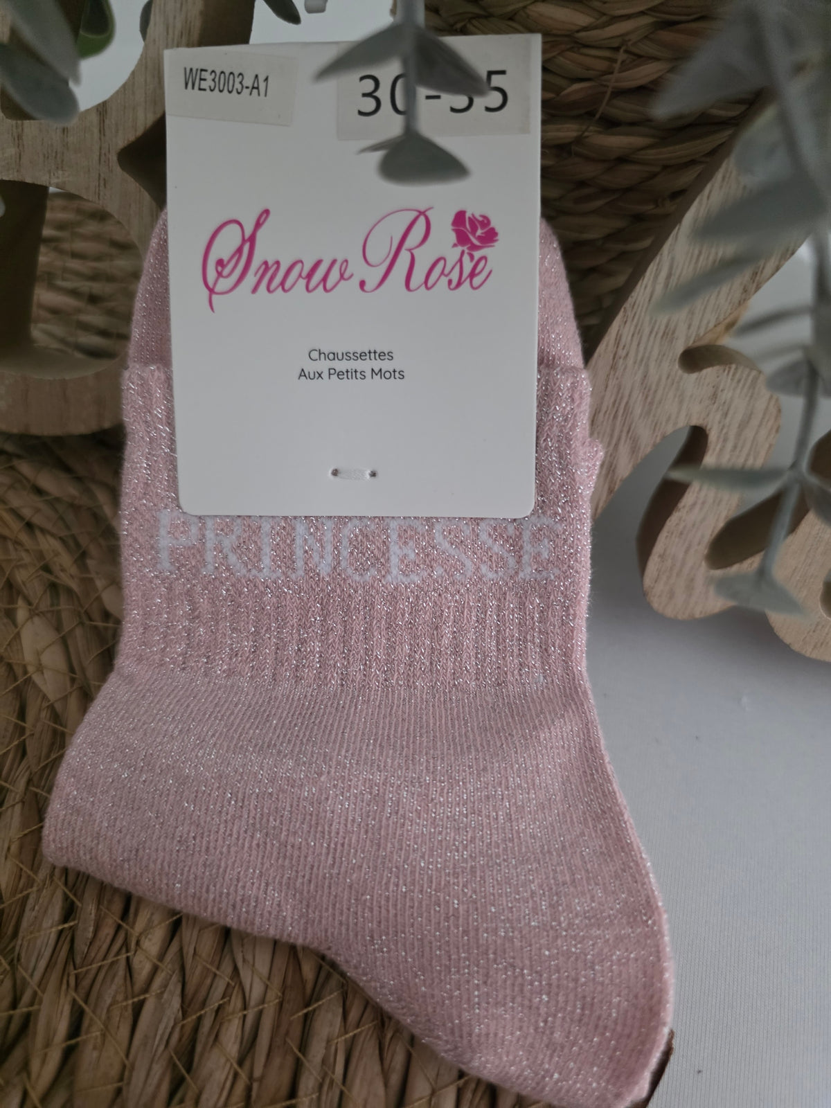 PRINCESSE - Chaussette à Paillette Enfant Rose Pâle