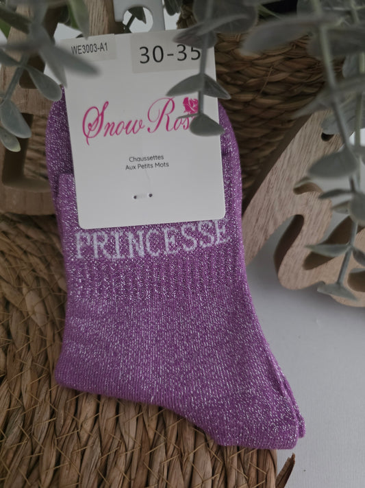 PRINCESSE - Chaussette à Paillette Enfant Violet