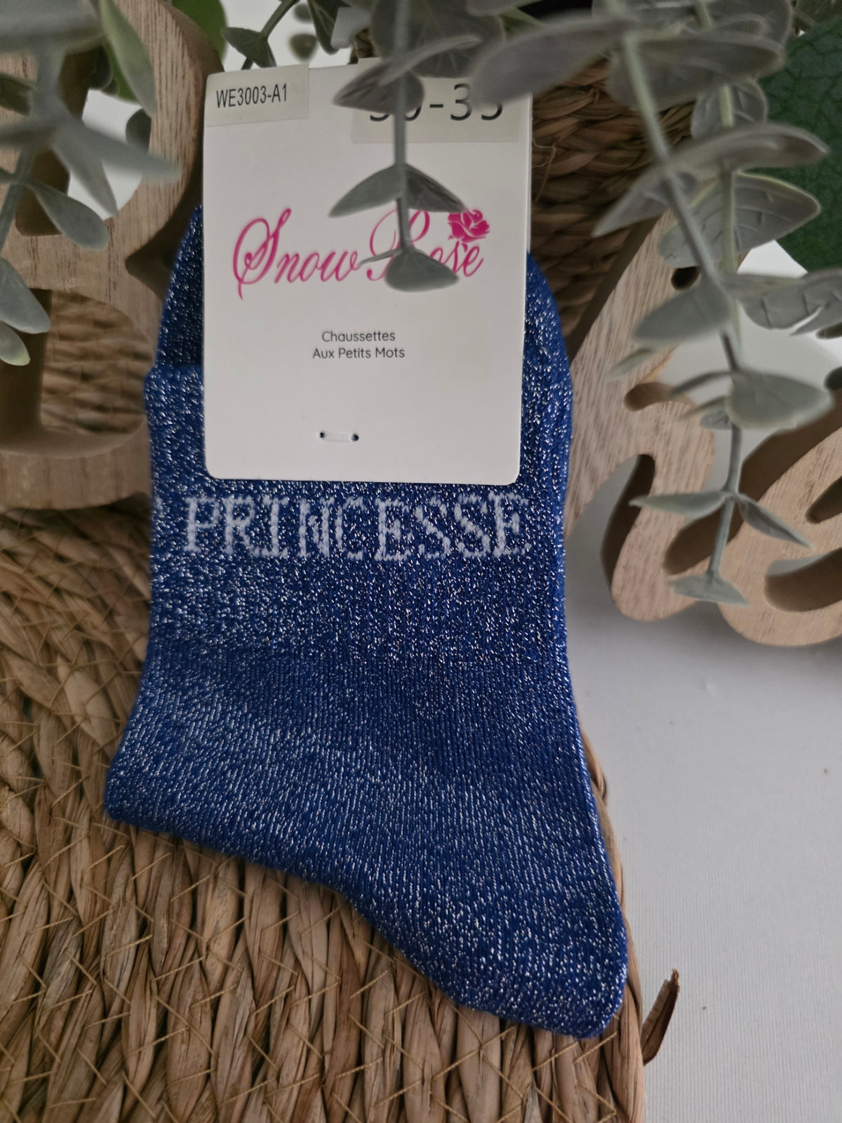 PRINCESSE - Chaussette à Paillette Enfant Bleu