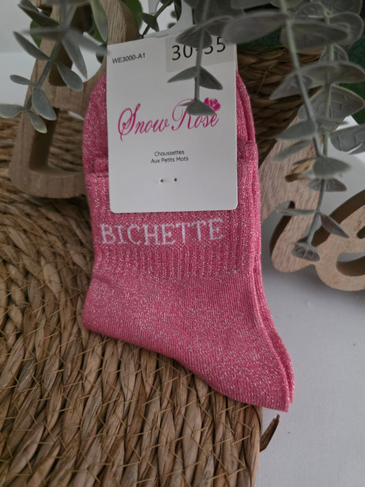 BICHETTE - Chaussette à Paillette Enfant Rose